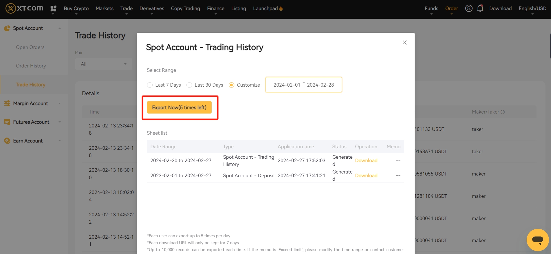 How to export transaction & deposit/withdrawal history for tax reporting –  Help Center